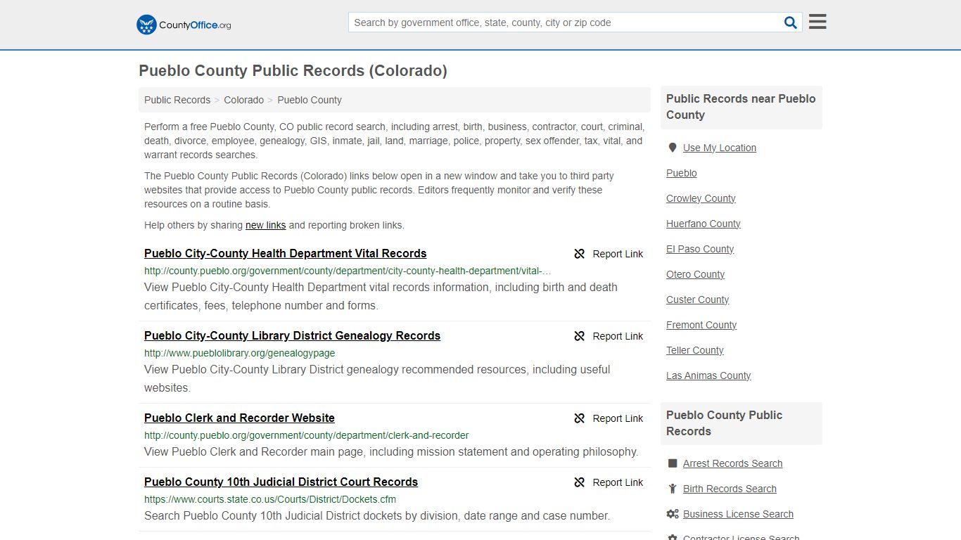 Public Records - Pueblo County, CO (Business, Criminal, GIS, Property ...