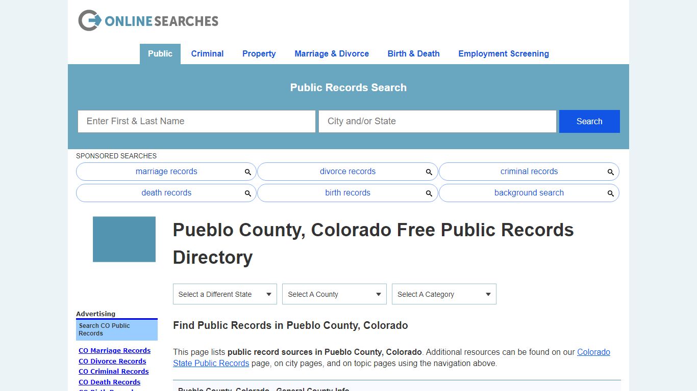 Pueblo County, Colorado Public Records Directory
